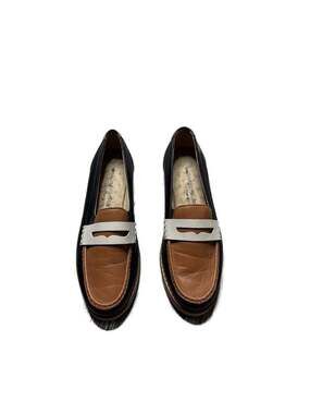 Walking Cradles Women's Tri-Color Leather Penny Loafers Black Brown Grey